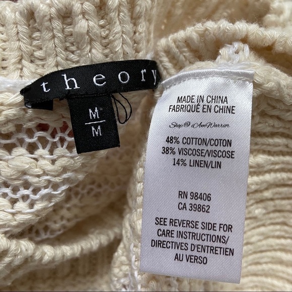 Theory cotton/linen blend open weave nubby striped crewneck sweater - Picture 7 of 8